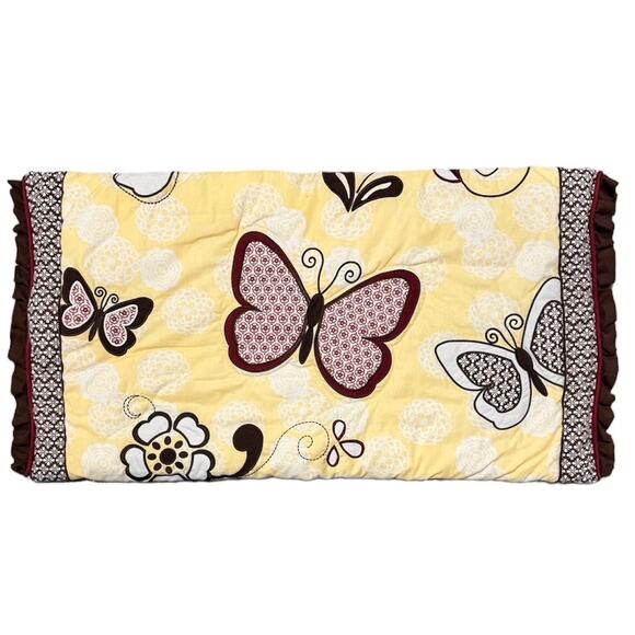 COCALO © Butterflies & Flowers Yellow & Brown Baby Nursery Large Sham 37” x 20” - Picture 1 of 12